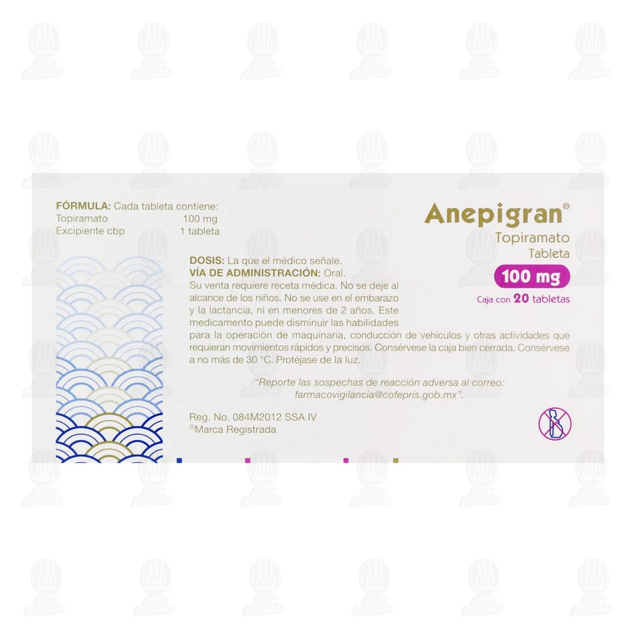 Anepigran 100 mg, 20 Tabletas. image number 2