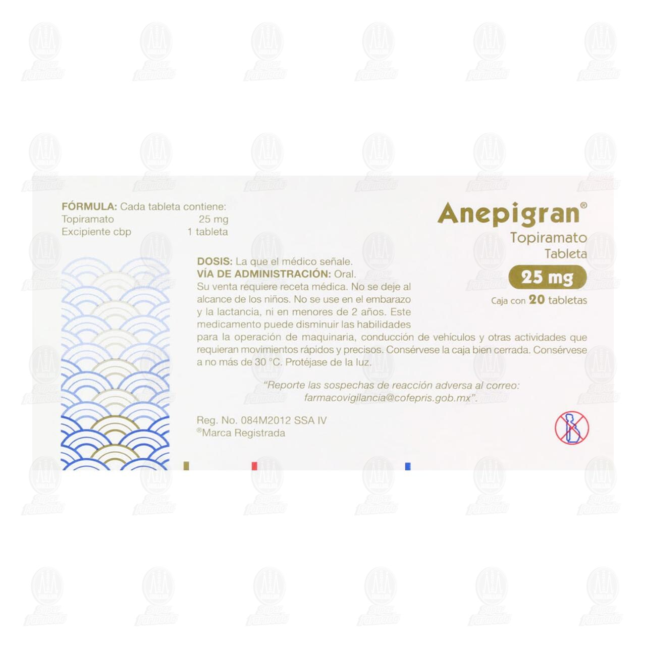 Anepigran 25 mg, 20 Tabletas. image number 2