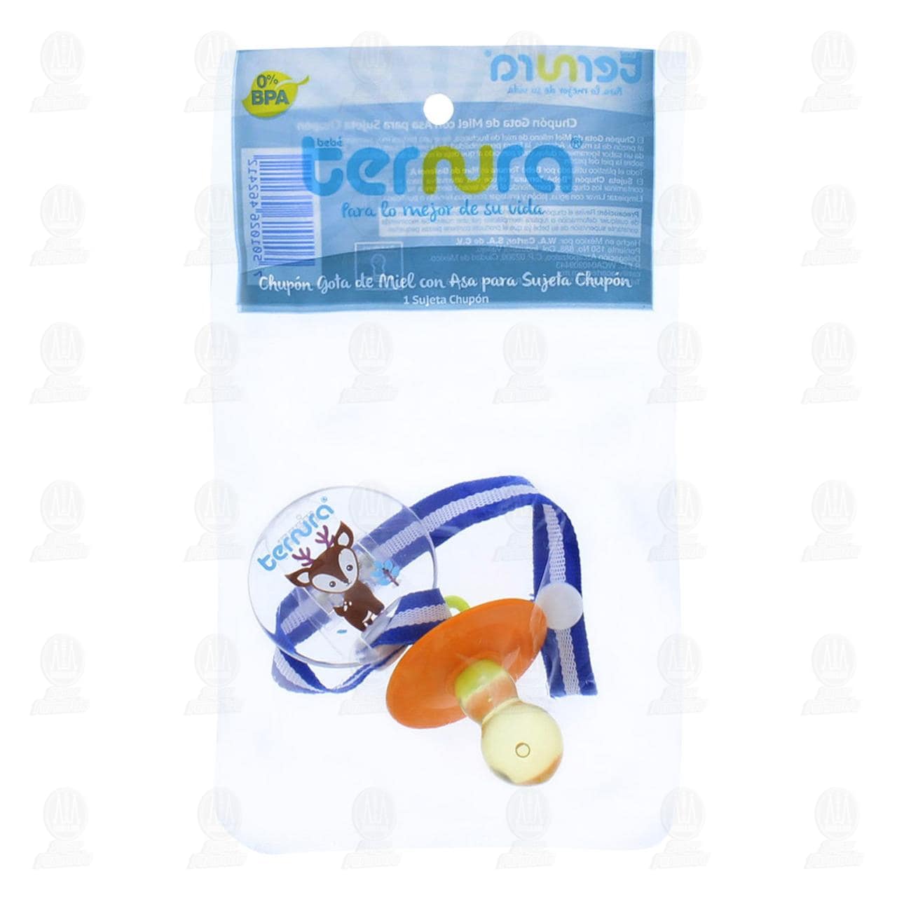 Imagen para Chupón para bebé Ternura Gota de Miel con asa para sujeta chupón, relleno de miel de fructosa. Contiene 2 piezas (1 chupón y 1 sujetador).