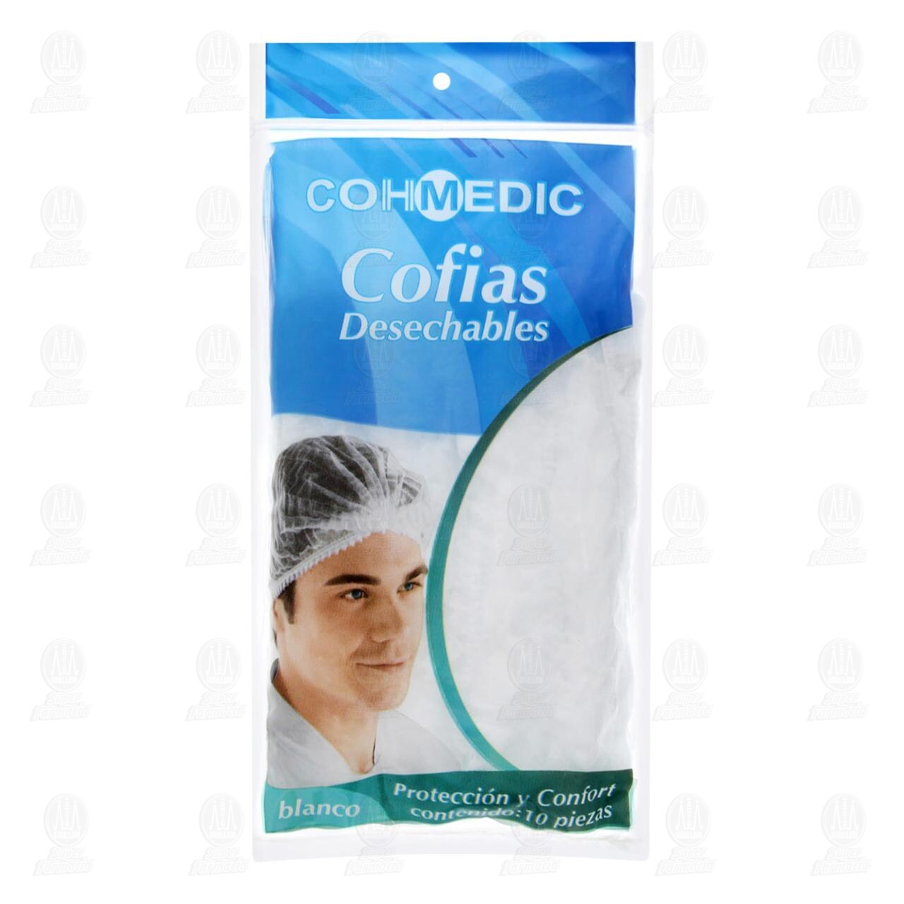 Cofias Cohmedic Desechable Color Blanco, 10 pzas.