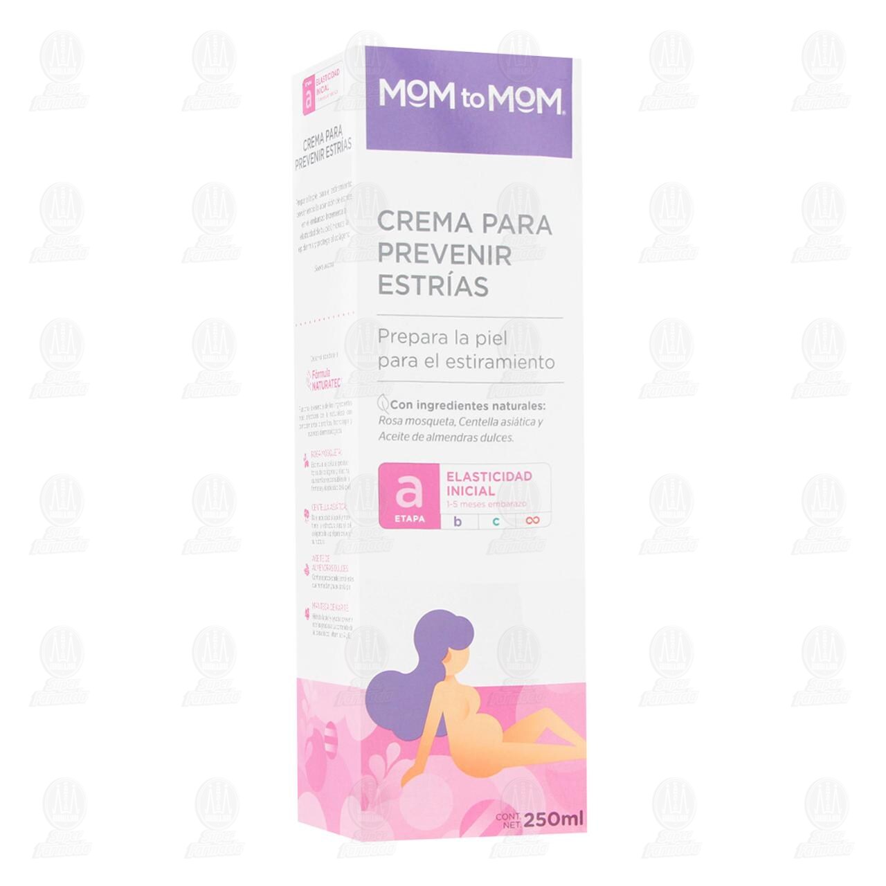 Mom to Mom Crema para Prevenir Estrías Etapa A, 250 ml.