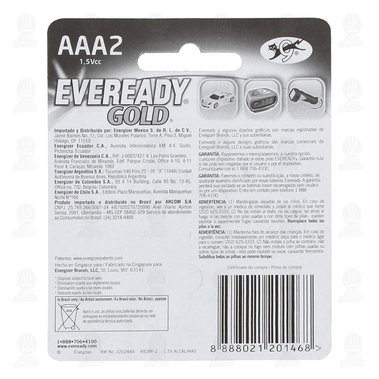Pilas Eveready Alcalinas Gold AAA, 2 pzas. image number 1