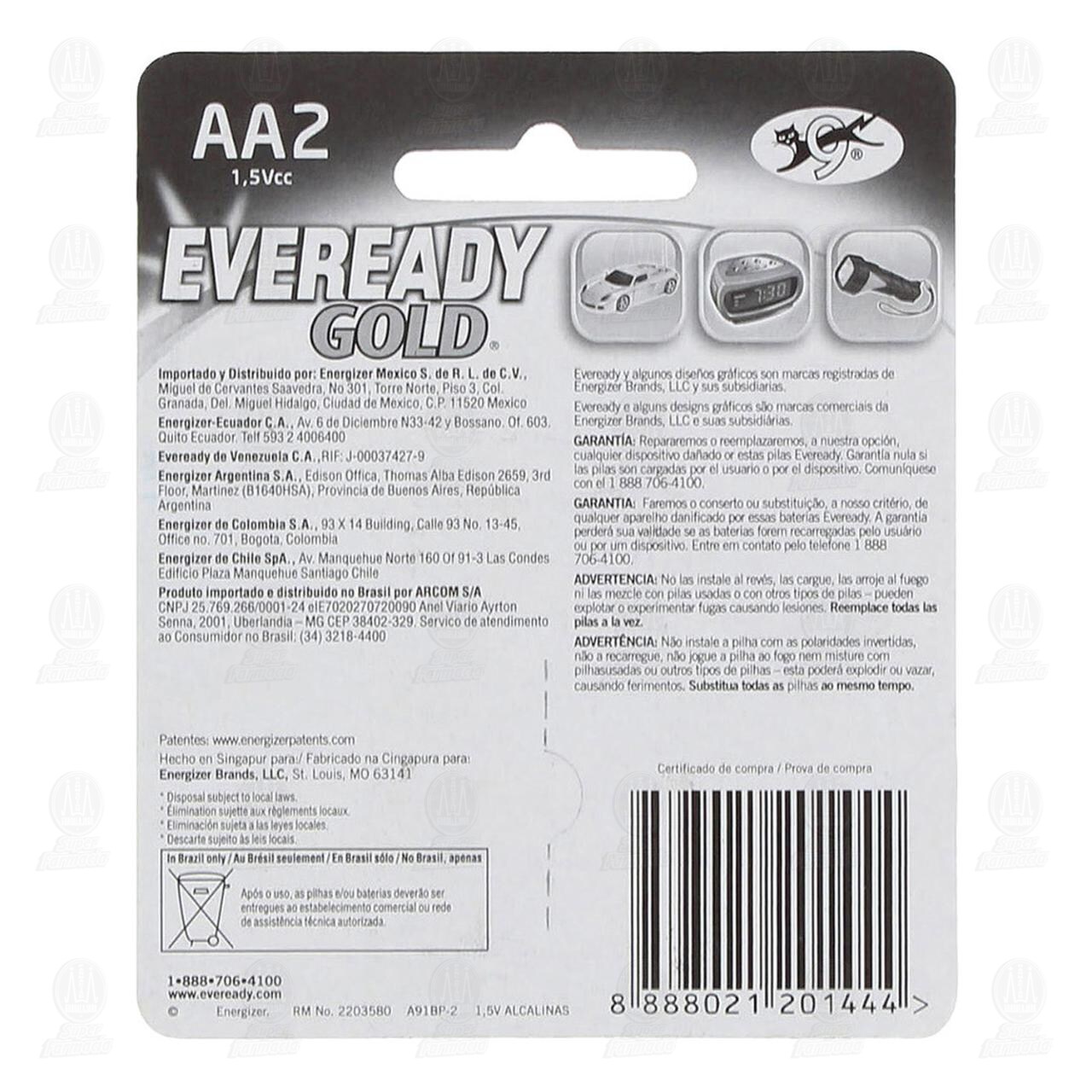 Pilas Eveready Alcalinas Gold AA, 2 pzas. image number 1