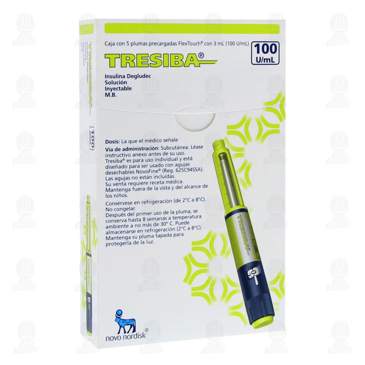 Tresiba FlexTouch 100U/ml Soluci&oacute;n Inyectable 5 Plumas Precargadas, 3 ml c/u. image number 0