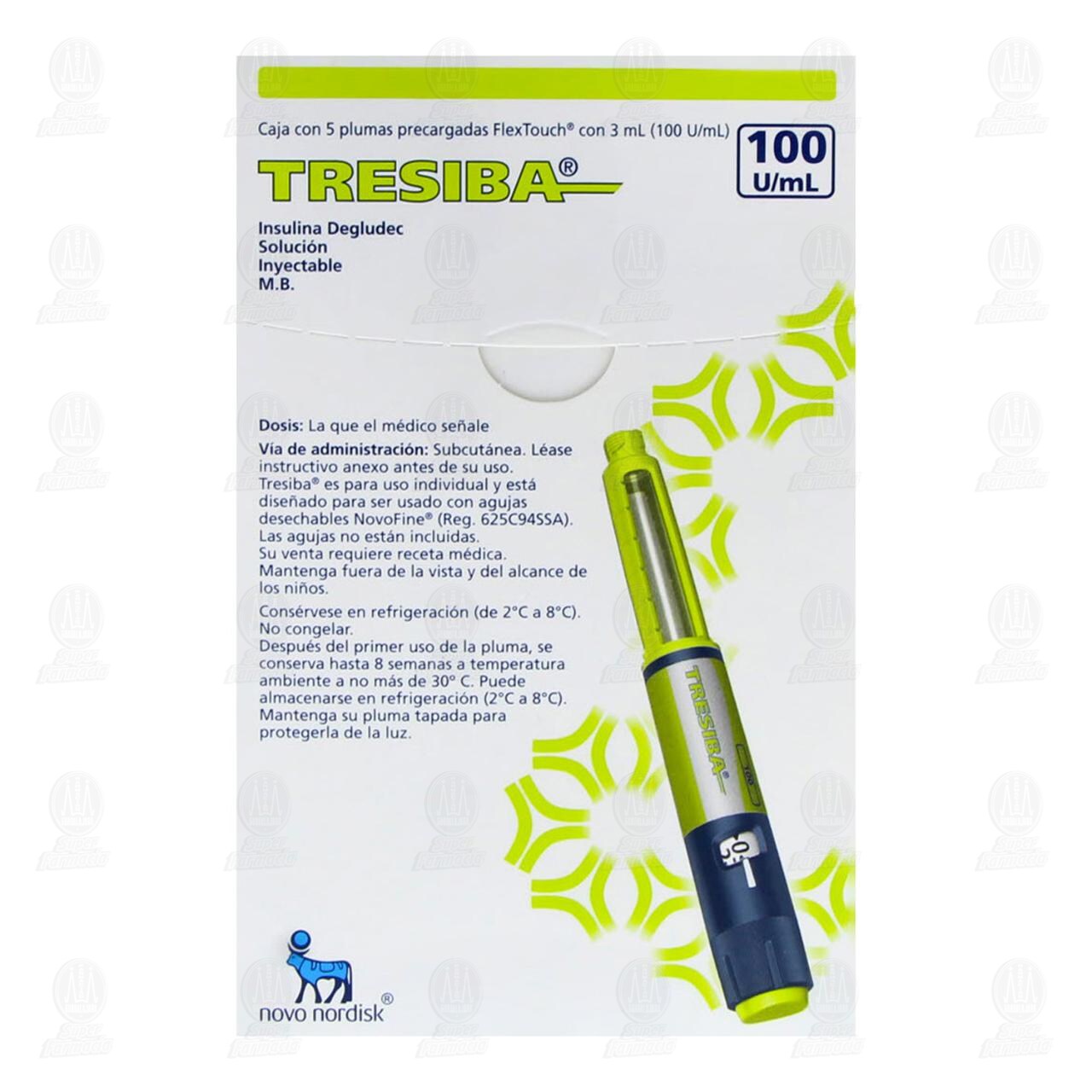 Tresiba FlexTouch 100U/ml Soluci&oacute;n Inyectable 5 Plumas Precargadas, 3 ml c/u. image number 1