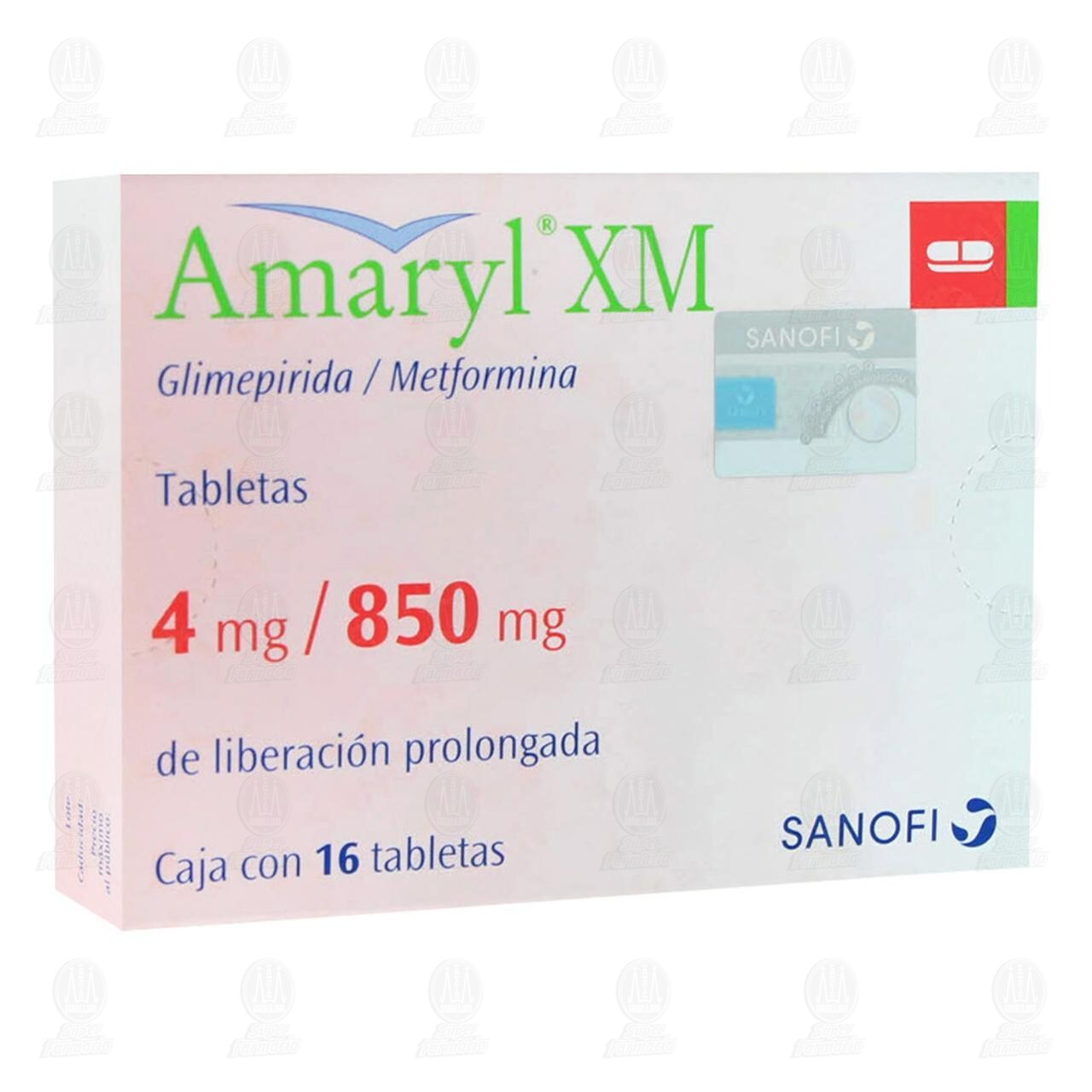 Amaryl XM 4mg/850mg, 16 Tabletas.