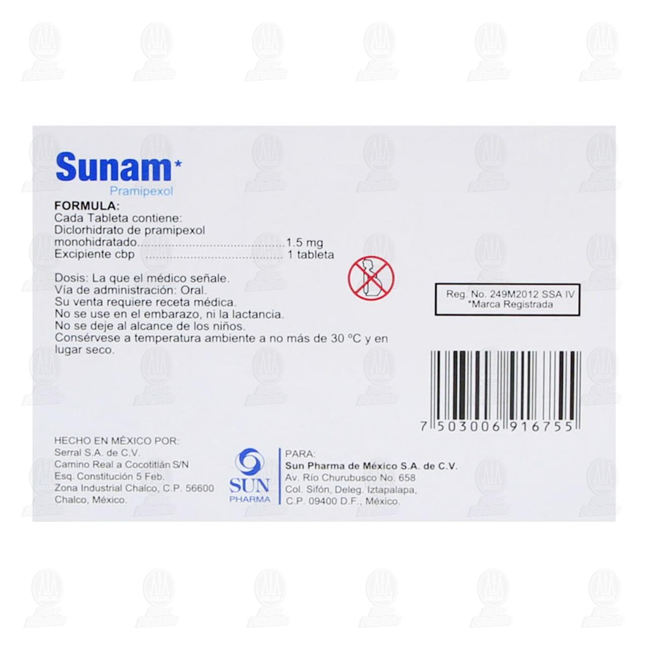 Sunam 1.5 mg, 30 Tabletas. image number 2