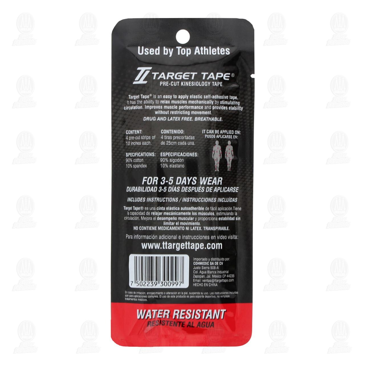 Venda Kinesiol&oacute;gica Color Rojo, 4 pzas. image number 1