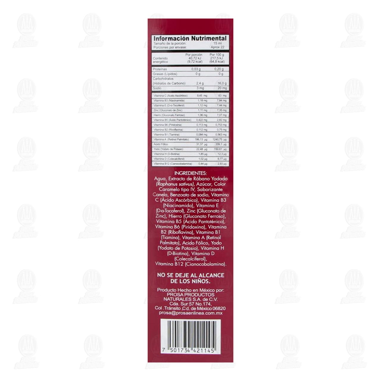 Extracto de R&aacute;bano Yodado Prosa Suplemento Alimenticio, 340 ml. image number 2