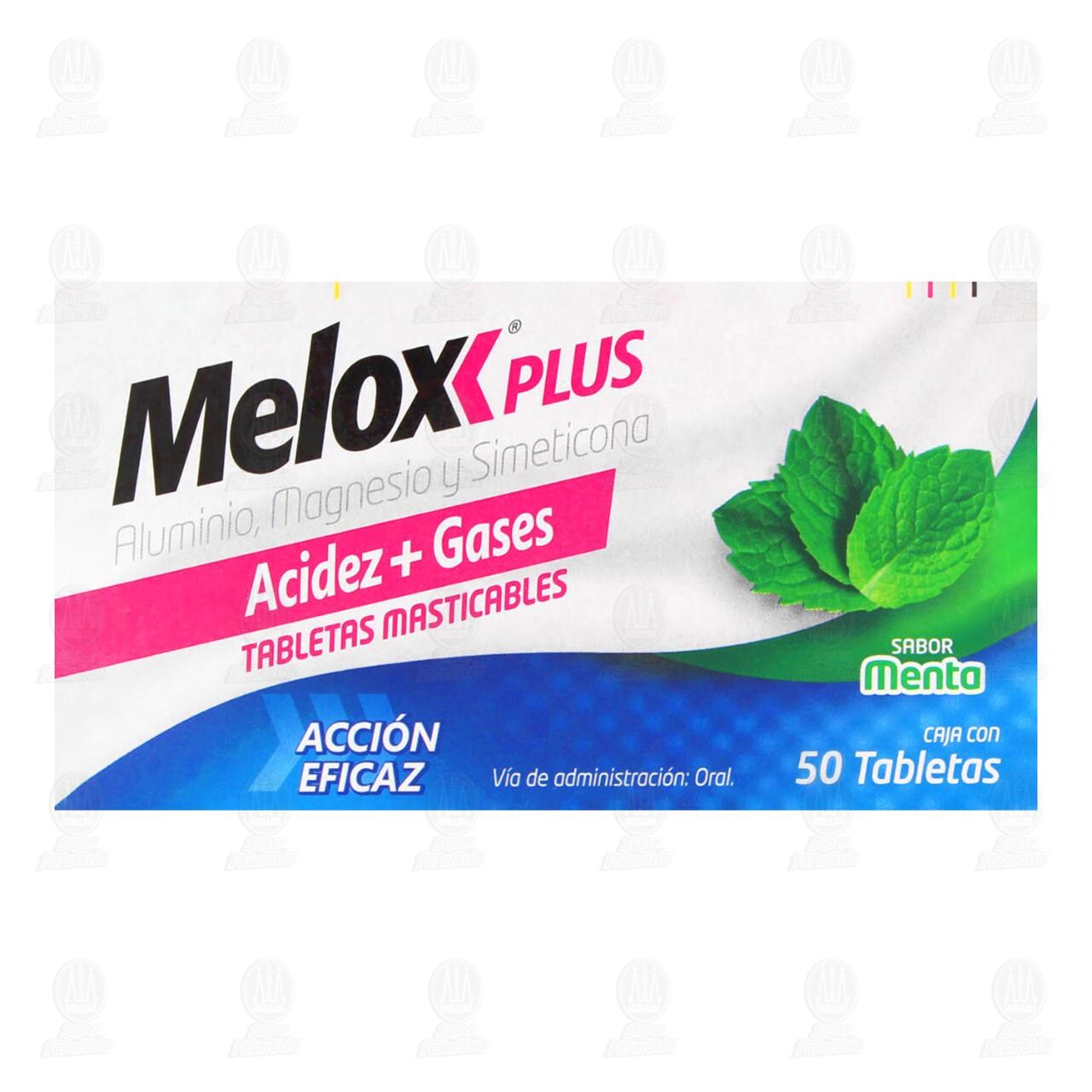 Melox Plus Sabor Menta, 50 Tabletas. image number 1