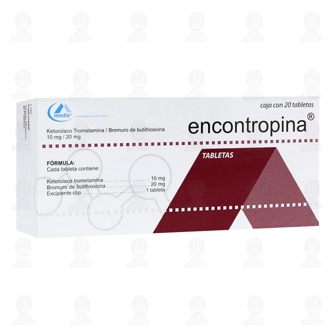Encontropina 10mg/20mg, 20 Tabletas. image number 0