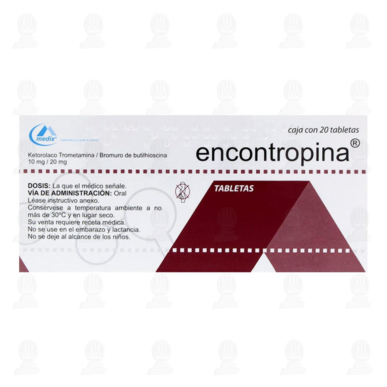 Encontropina 10mg/20mg, 20 Tabletas. image number 2