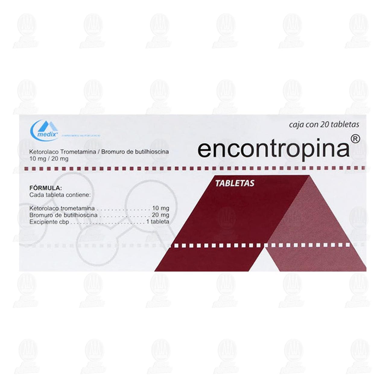 Encontropina 10mg/20mg, 20 Tabletas. image number 1