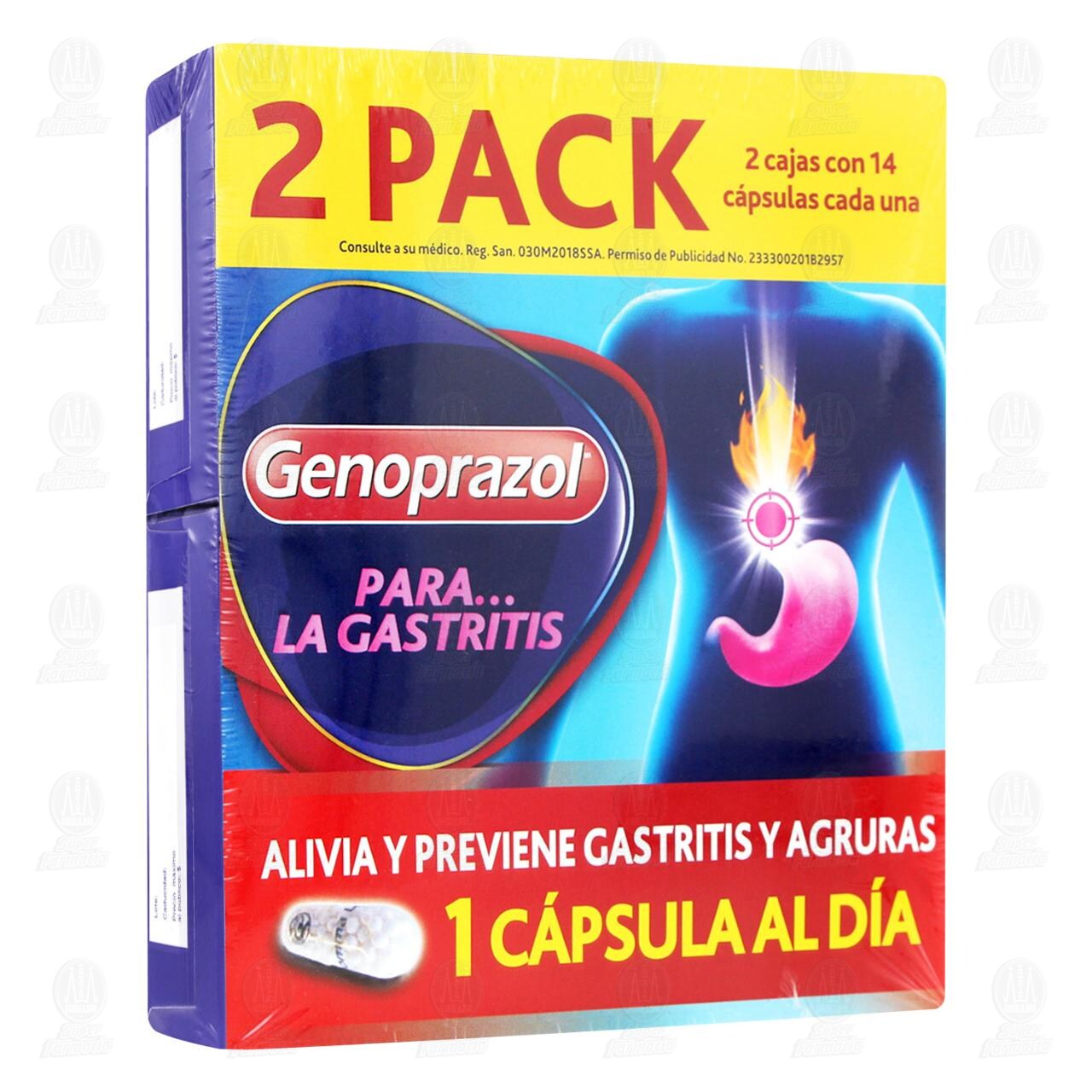 Pack Genoprazol 20 mg, 2 Cajas de 14 C&aacute;psulas c/u. image number 0