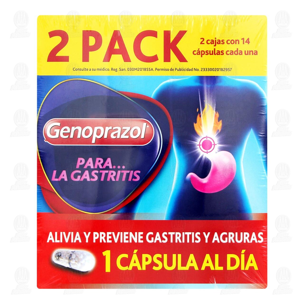 Pack Genoprazol 20 mg, 2 Cajas de 14 C&aacute;psulas c/u. image number 1