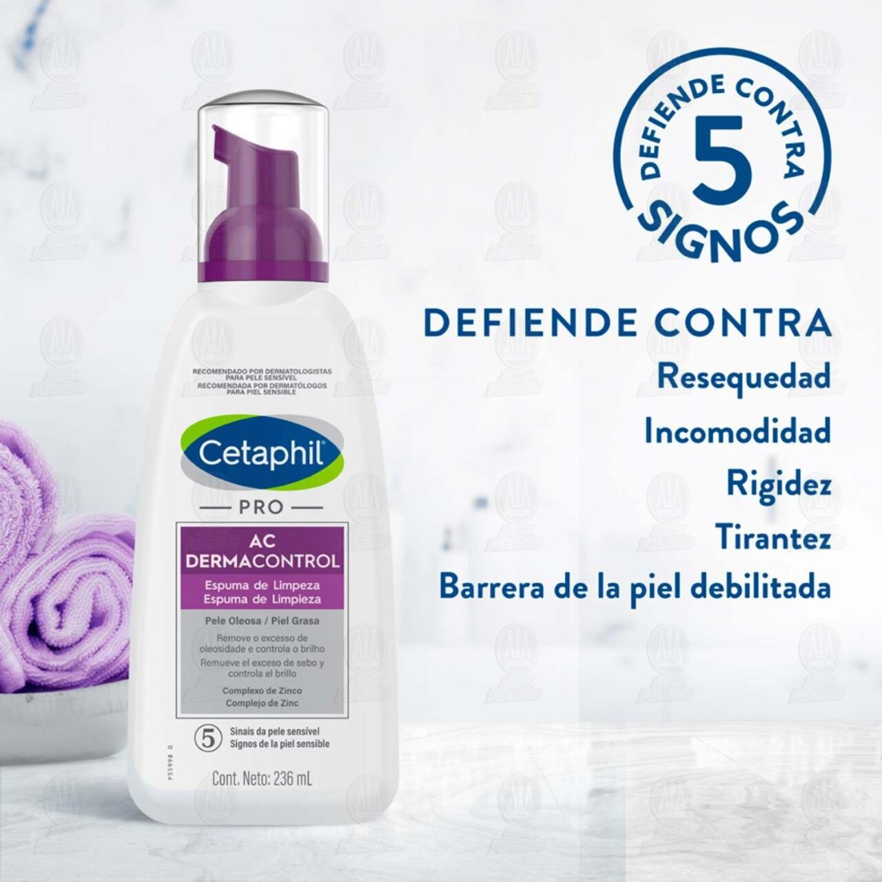 Cetaphil Espuma de Limpieza Pro AC Derma Control, 236 ml. image number 2