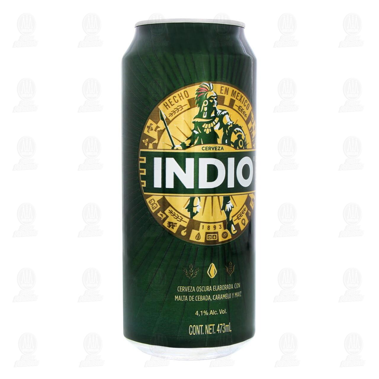 Cerveza Indio Oscura, 473 ml.