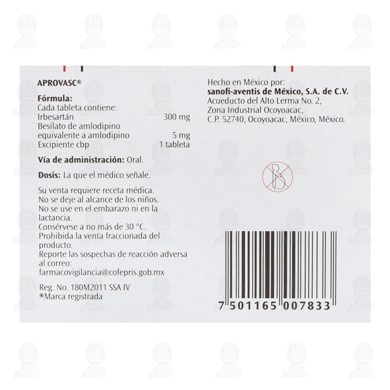 Aprovasc 300mg/5mg, 28 Tabletas. image number 2