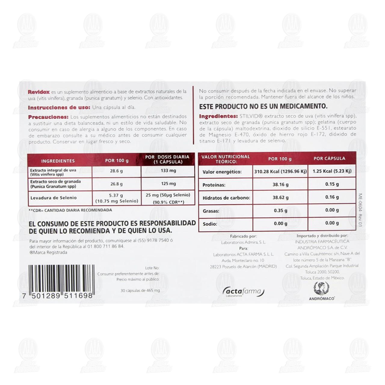 Revidox, 30 C&aacute;psulas. image number 2