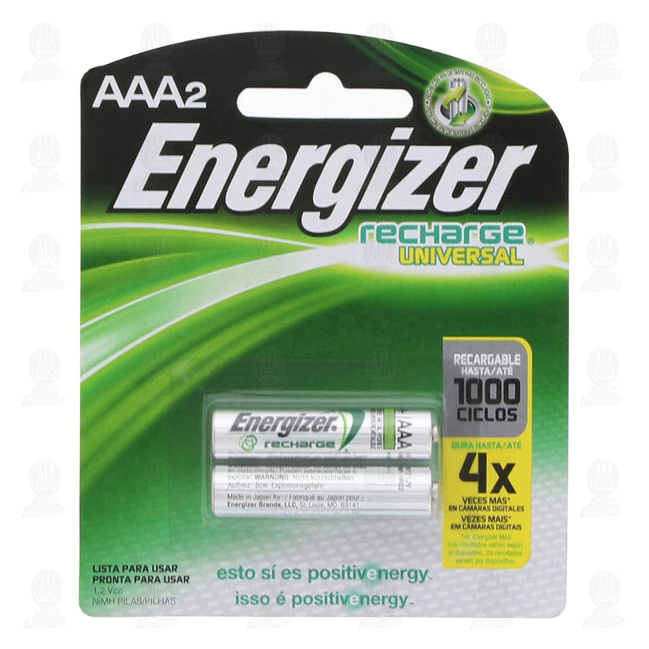 Pilas Energizer Recargables AAA, 2 pzas.