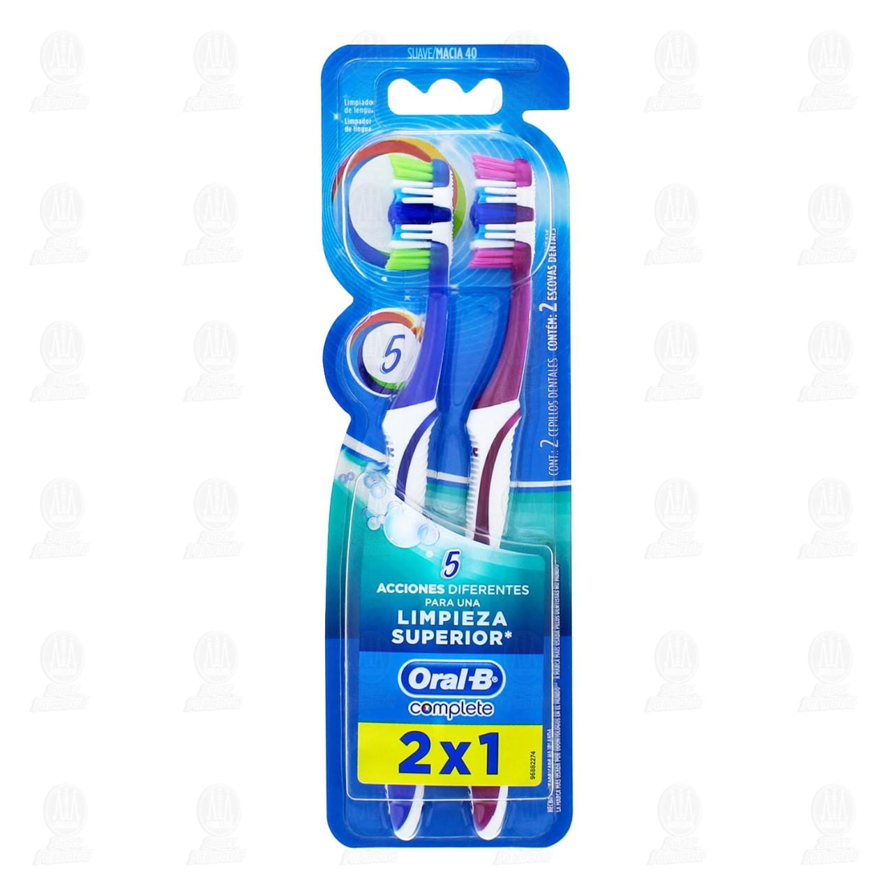 Cepillo Dental Oral-B Complete 5 Acciones de Limpieza, 2 pzas.