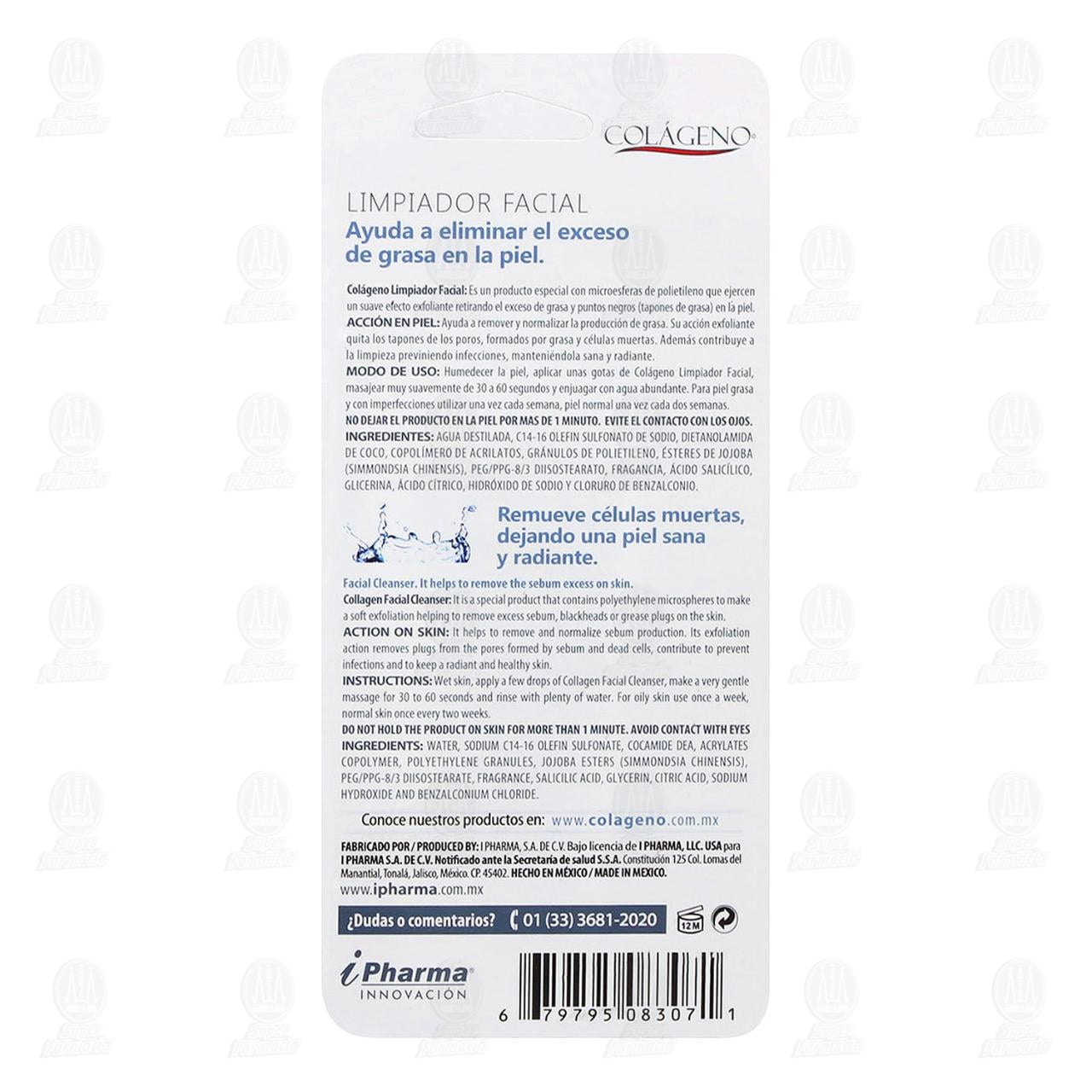 Limpiador Facial Col&aacute;geno Ipharma Exfoliante, 45 ml. image number 1