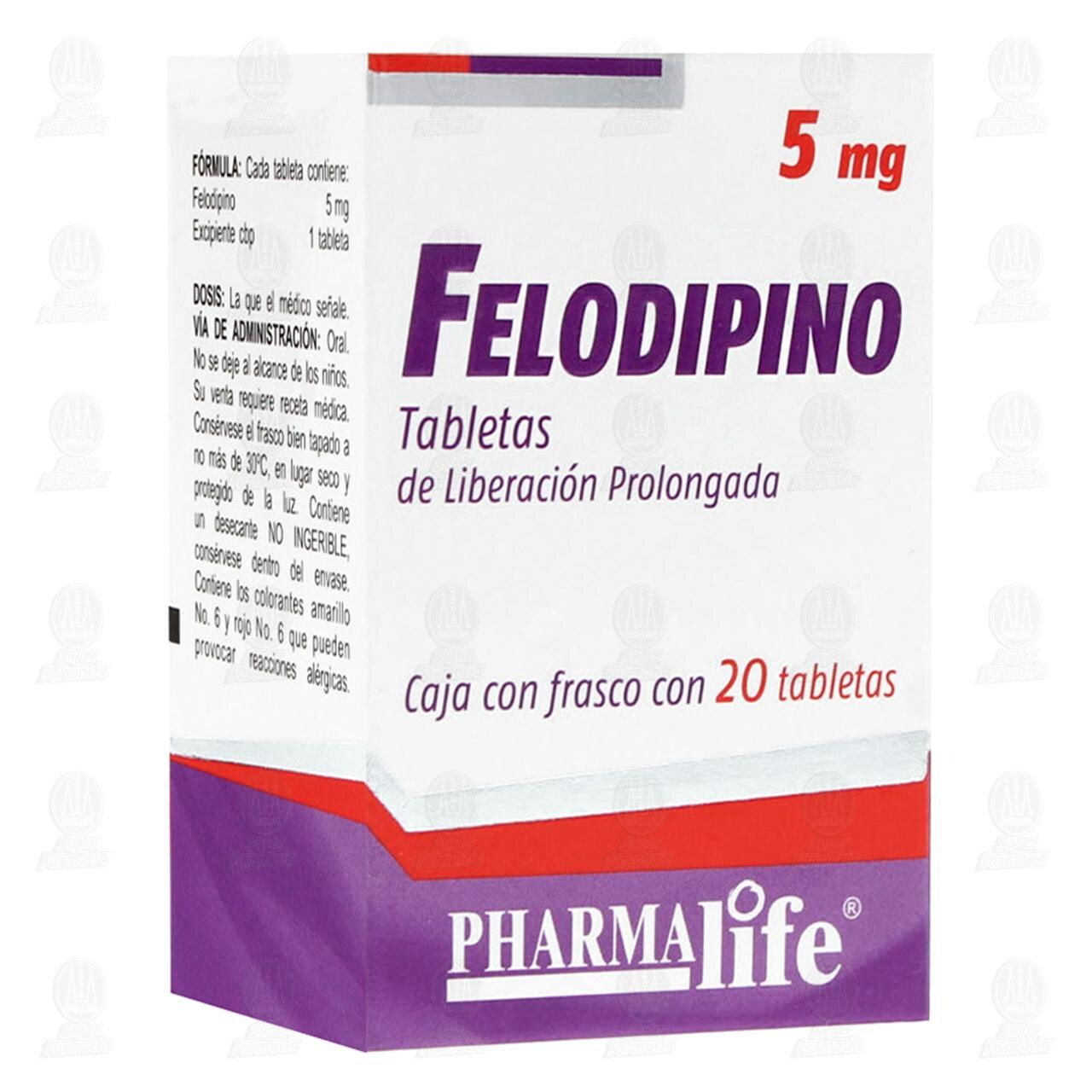 Felodipino 5 mg, 20 Tabletas Pharmalife. image number 0