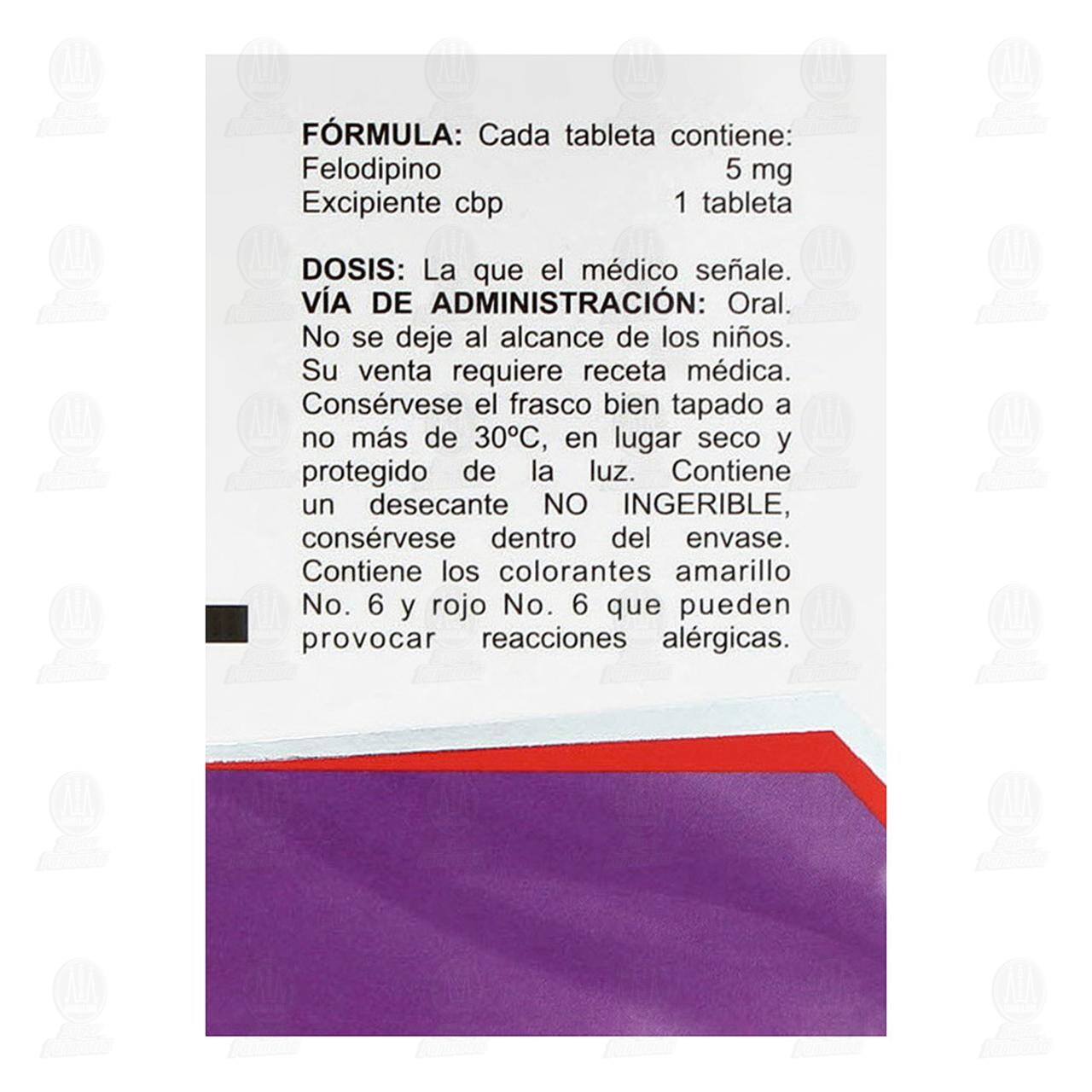 Felodipino 5 mg, 20 Tabletas Pharmalife. image number 2