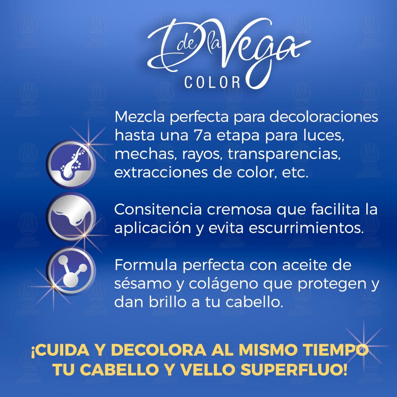 Decolorante en Polvo D de la Vega para Cabello y Vello con Per&oacute;xido en Crema, 2 pzas. image number 3
