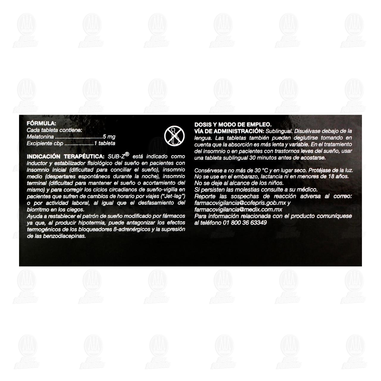 Sub-Z 5 mg, 30 Tabletas Sublinguales. image number 2