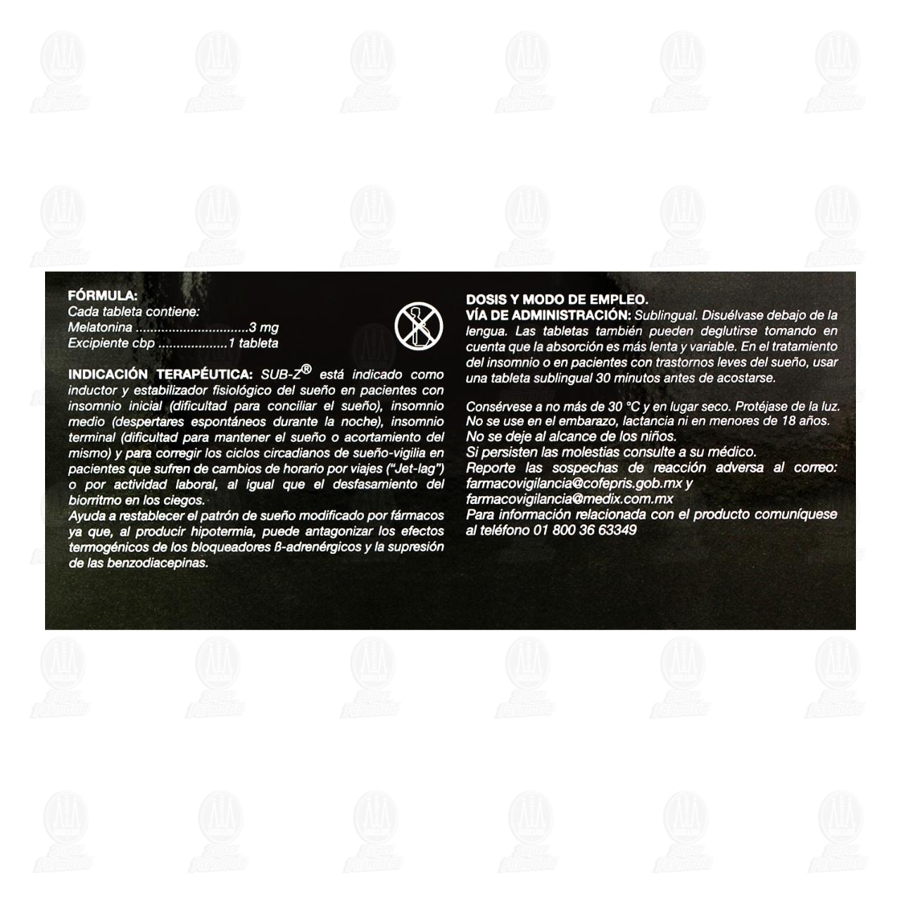 Sub-Z 3 mg, 30 Tabletas Sublinguales. image number 2