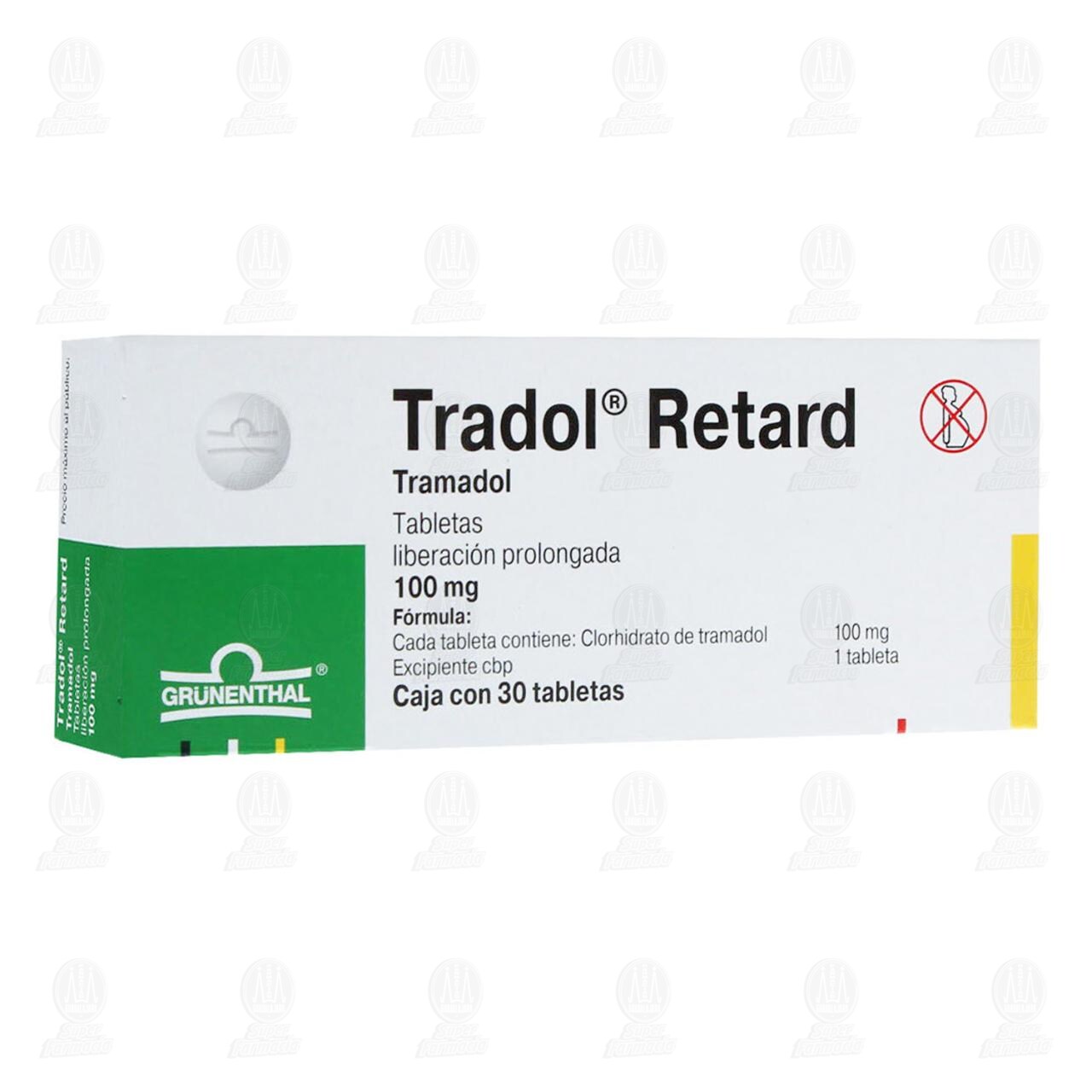 Tradol Retard 100 mg, 30 Tabletas. image number 0