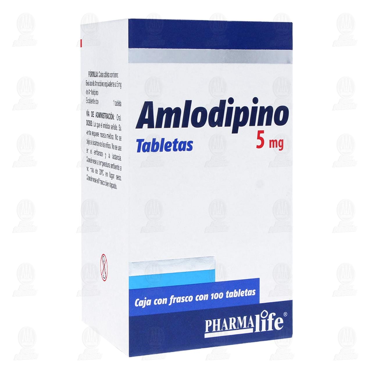 Imagen para Amlodipino Tabletas 5mg Caja con Frasco con 100 Tabletas