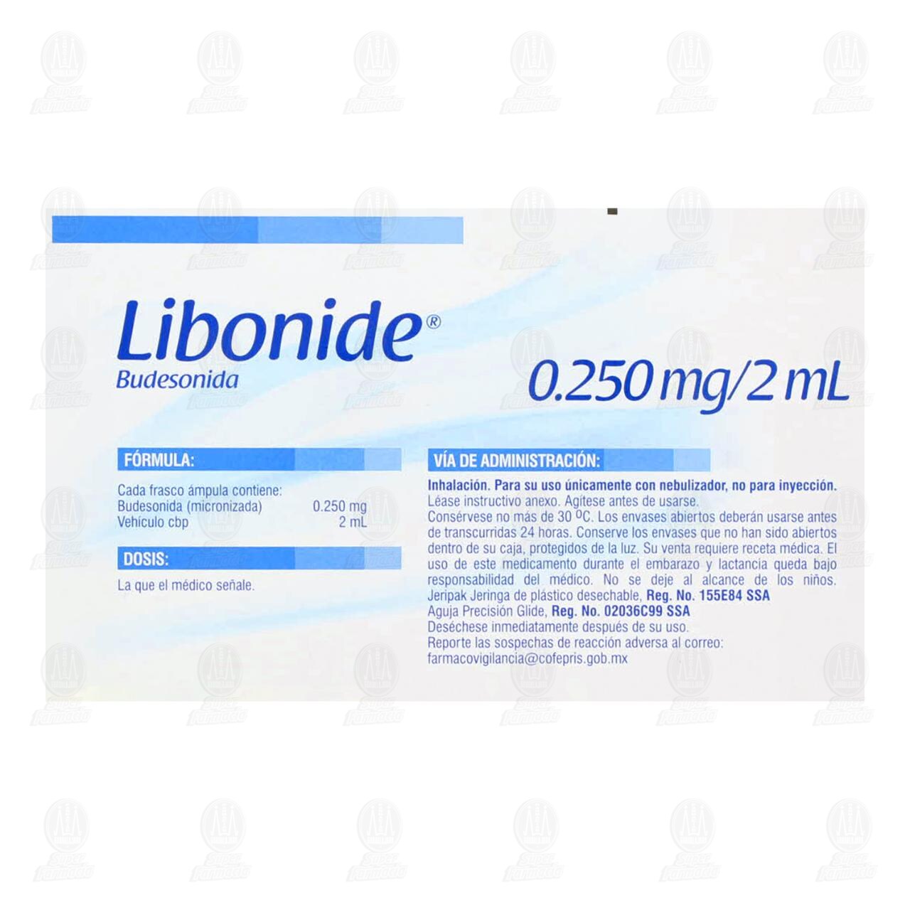 Libonide 0.250mg/2ml Suspensi&oacute;n, 5 &Aacute;mpulas de 2 ml m&aacute;s 5 Jeringas de 3 ml. image number 1