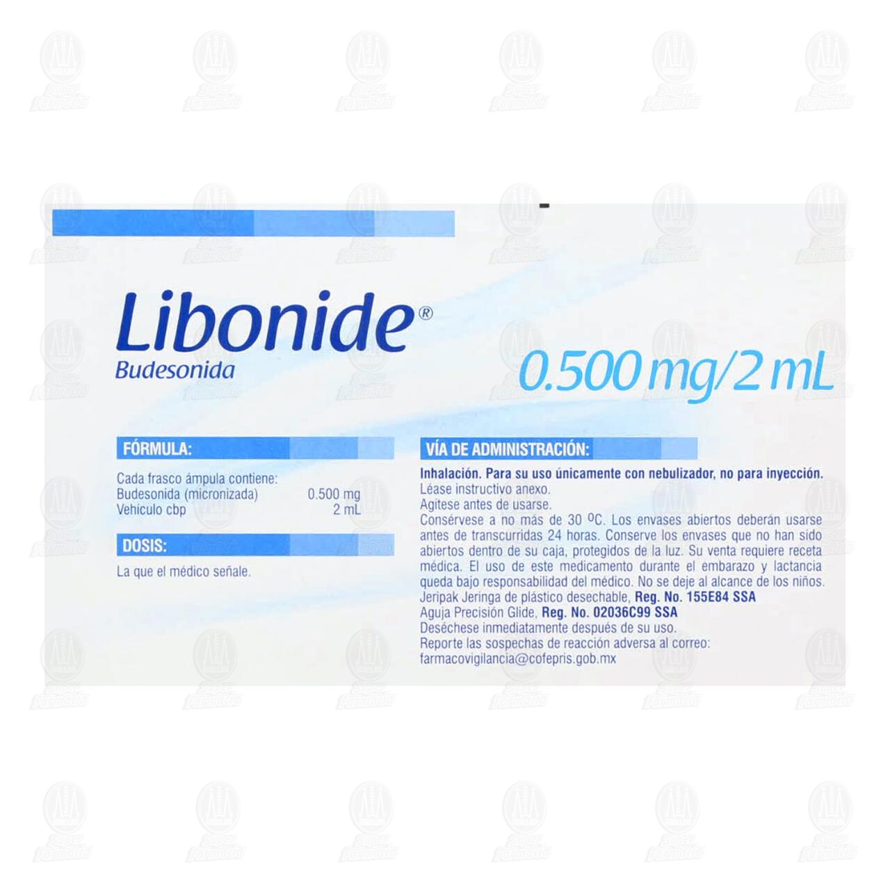 Libonide 0.500mg/2ml Suspensión 5 Ámpulas 2 ml más 5 Jeringas de 3 ml ...