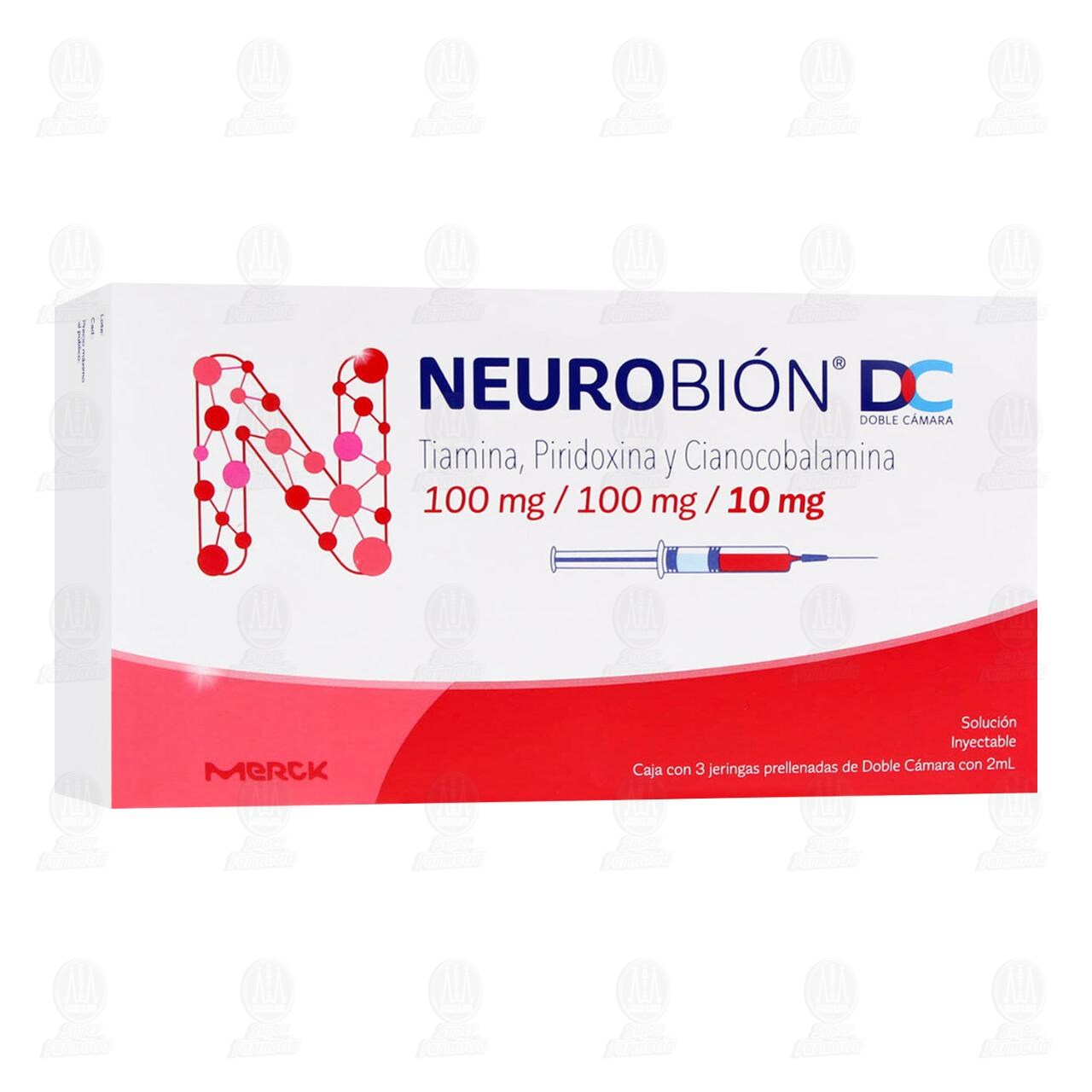 Neurobión DC 3 Jeringas Prellenadas 2 ml Doble Cámara, 100mg/100mg/10mg. image number 0