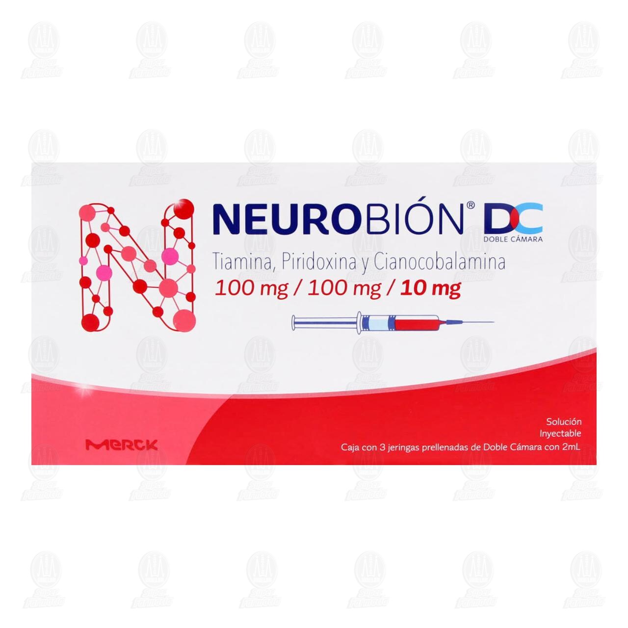 Neurobión DC 3 Jeringas Prellenadas 2 ml Doble Cámara, 100mg/100mg/10mg. image number 1