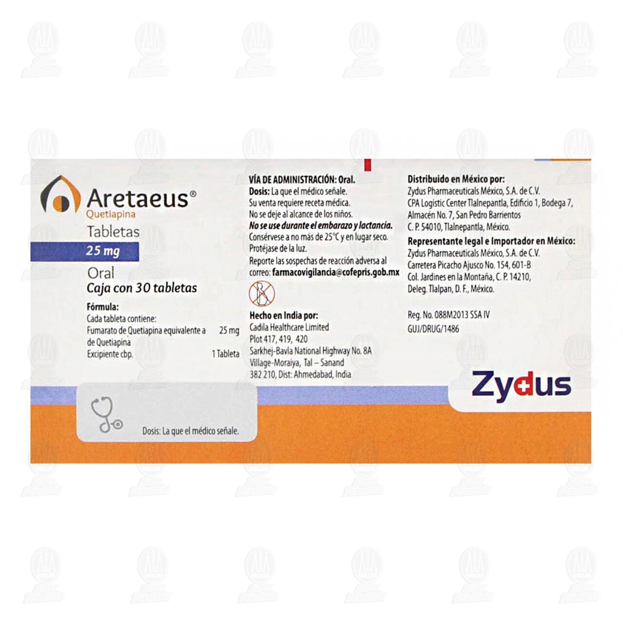 Aretaeus 25 mg, 30 Tabletas. image number 2