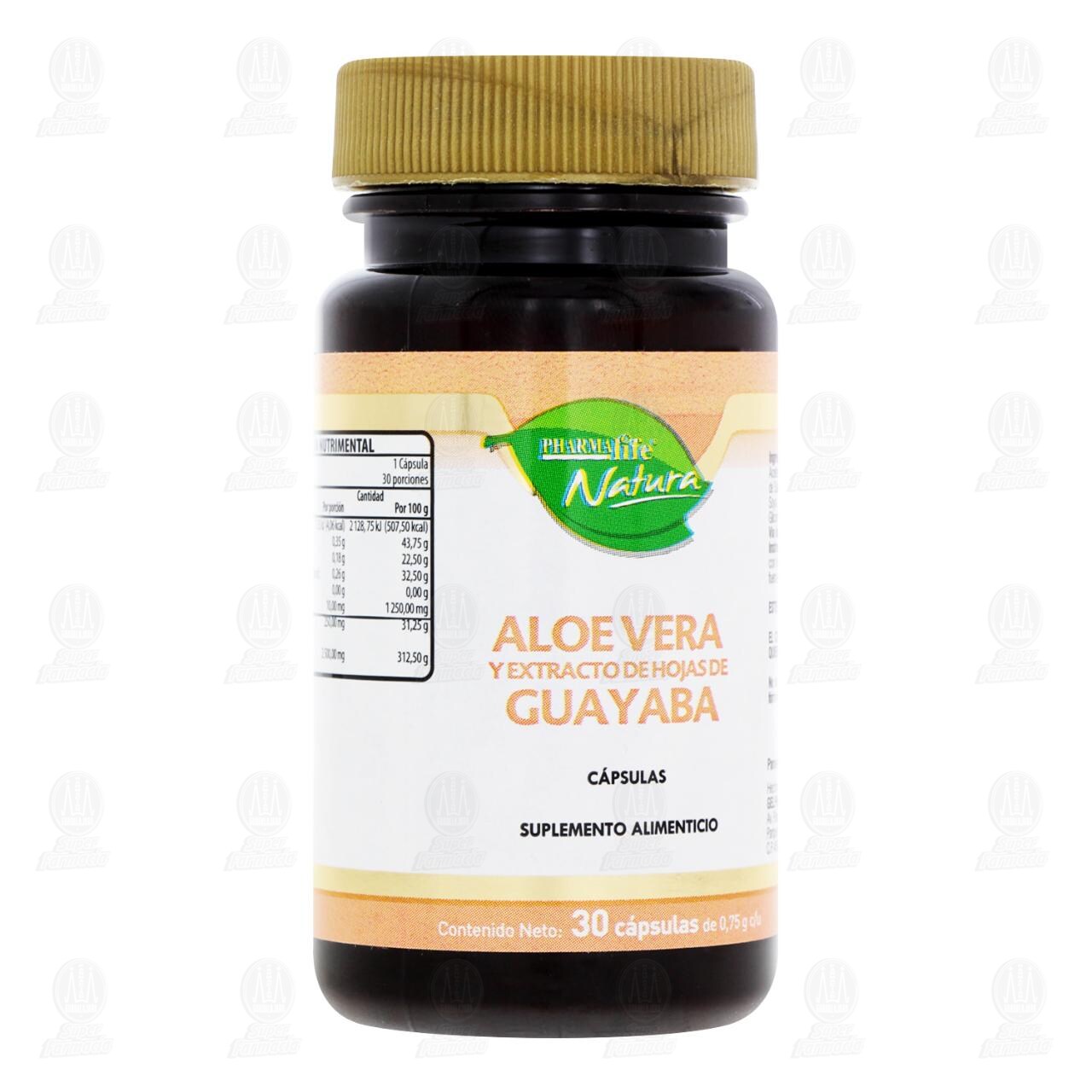 Aloe Vera y Extracto de Hojas de Guayaba, 30 C&aacute;psulas Pharmalife Natura.