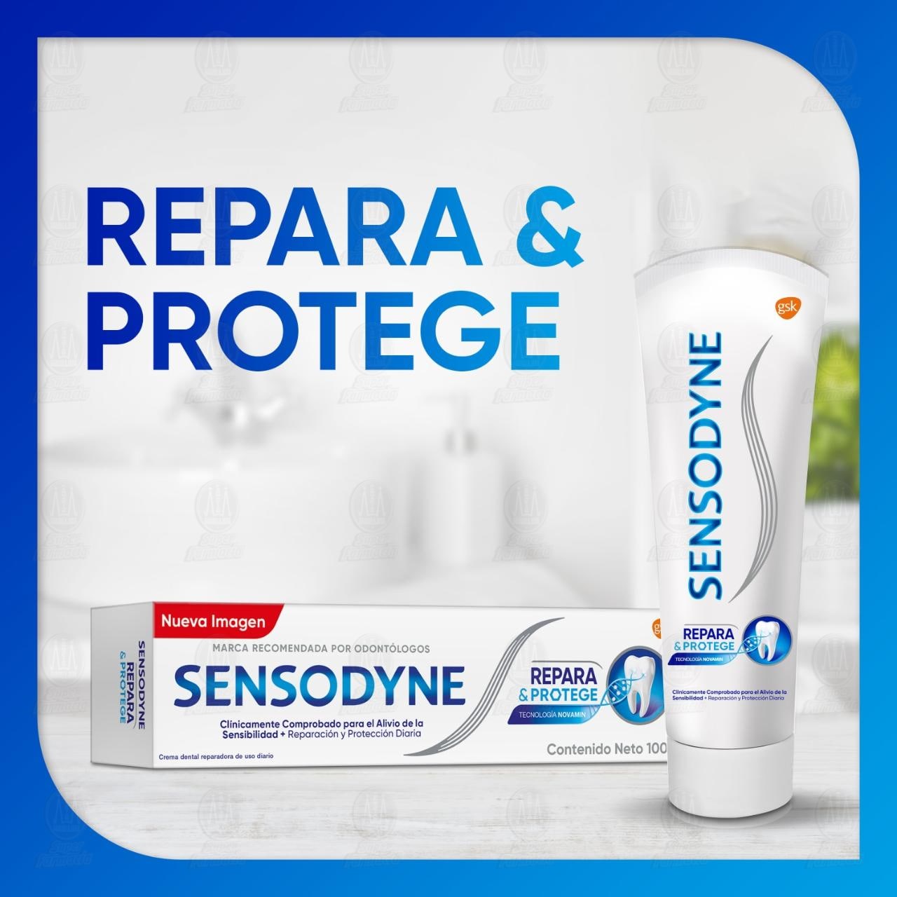Repara Cream Sensodyne Repara & Protege Pasta Dental para Dientes Sensibles, 100 gr ...