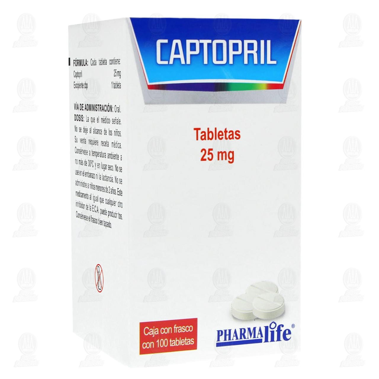Captopril 25 mg, 100 Tabletas Pharmalife. image number 0