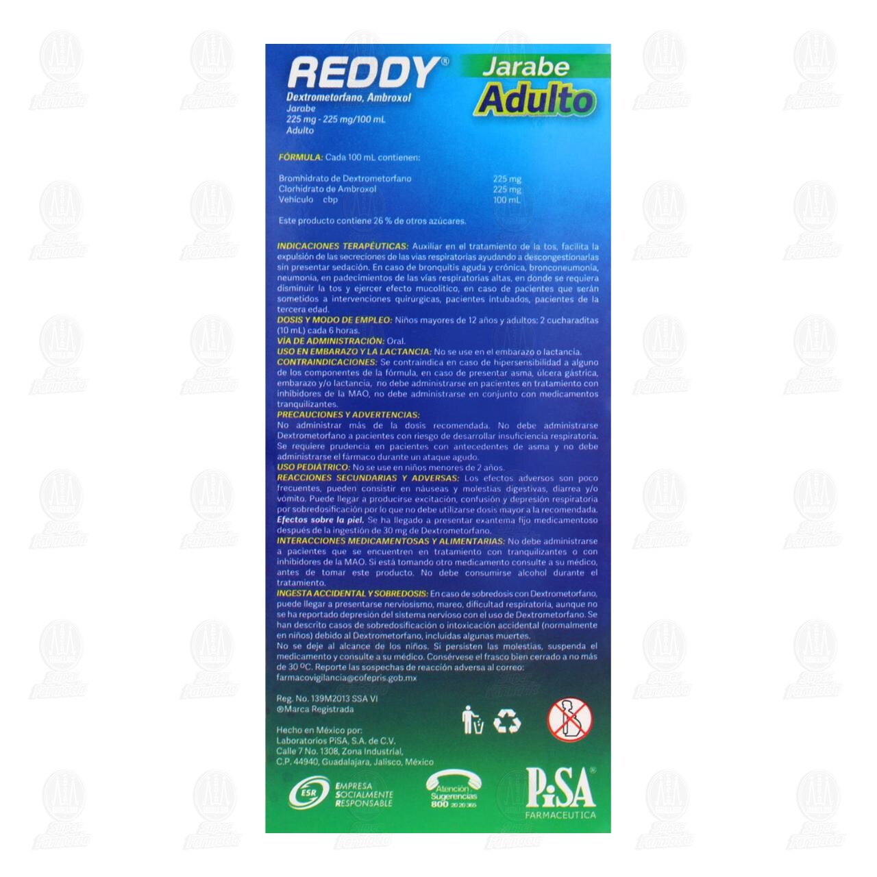 Reddy 225mg/225mg Jarabe Adulto, 150 ml. image number 2