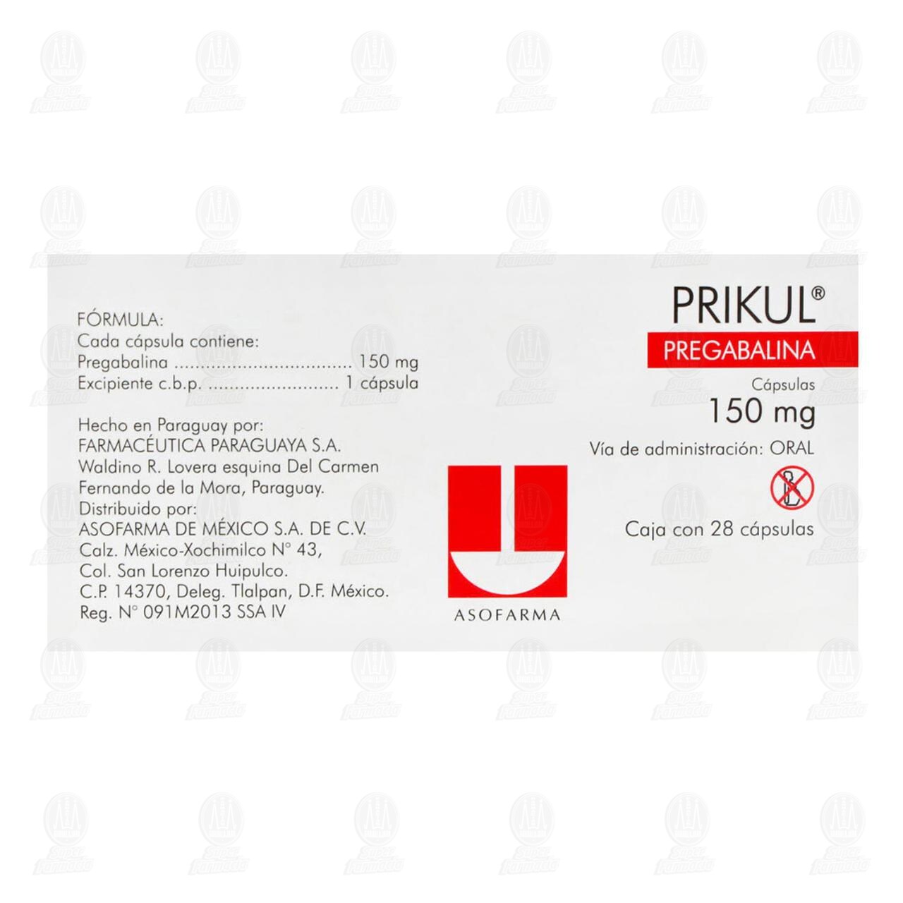 Prikul 150 mg, 28 C&aacute;psulas. image number 2