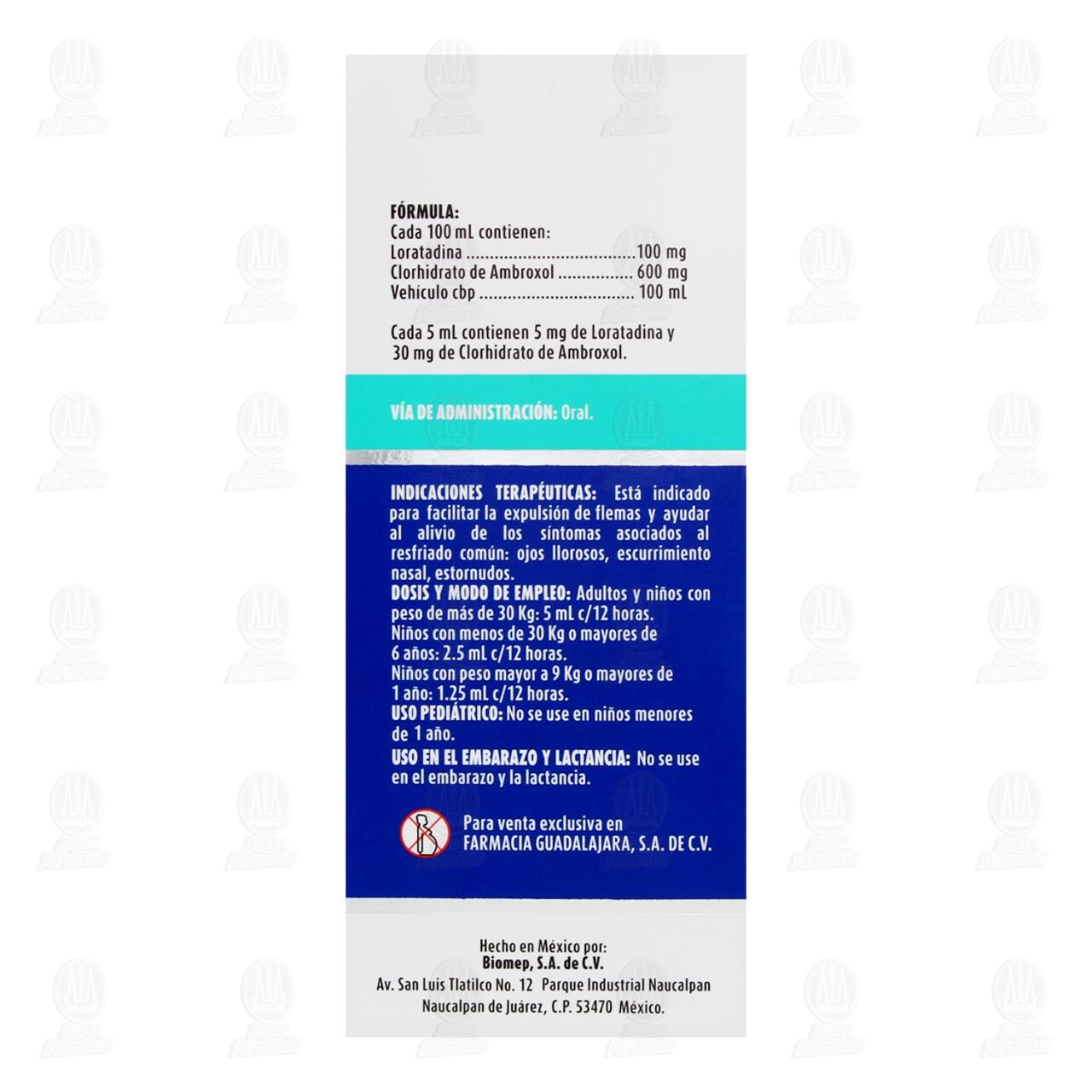 Loratadina Ambroxol Soluci&oacute;n, 120 ml Pharmalife. image number 2