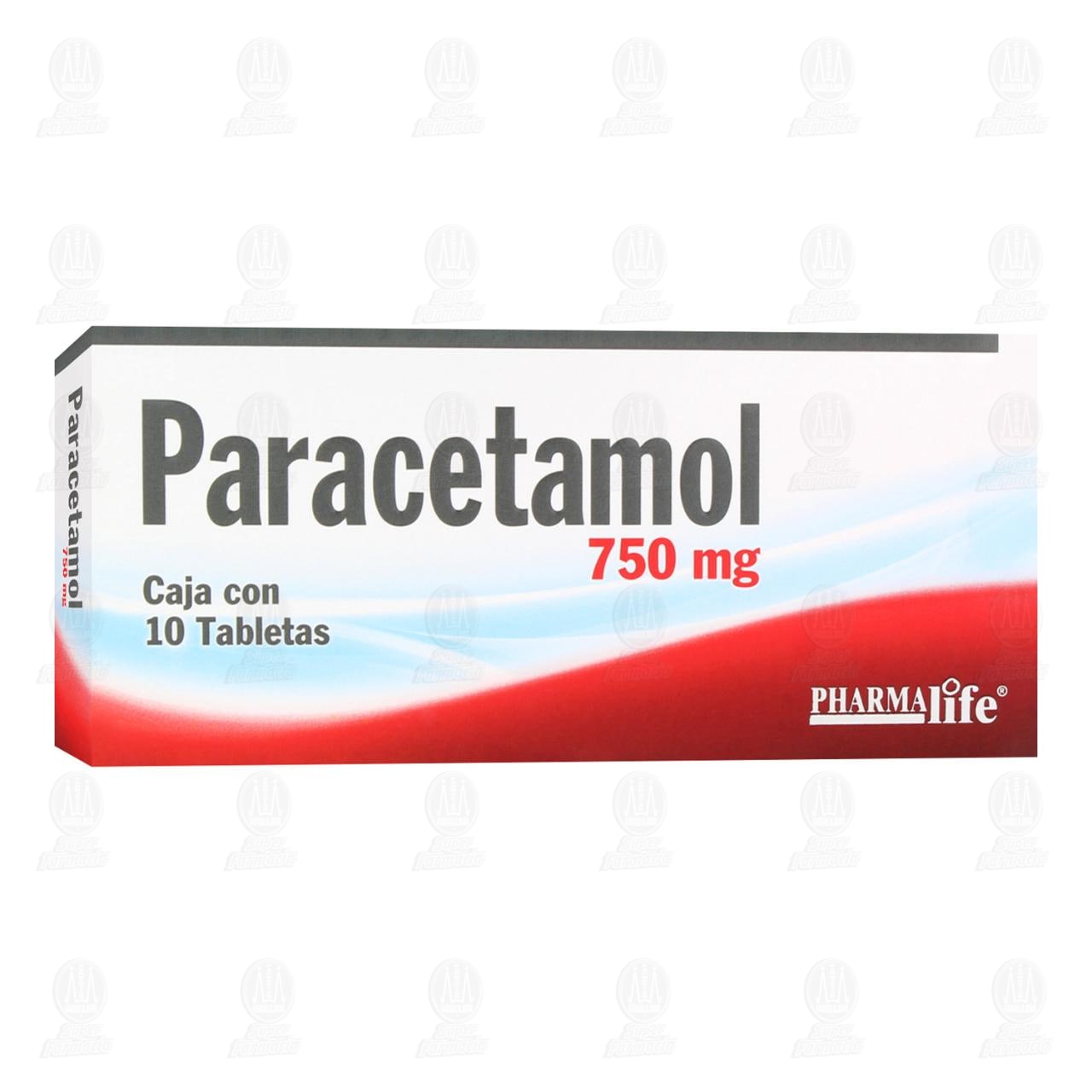 Paracetamol 750 mg, 10 Tabletas Pharmalife. image number 0