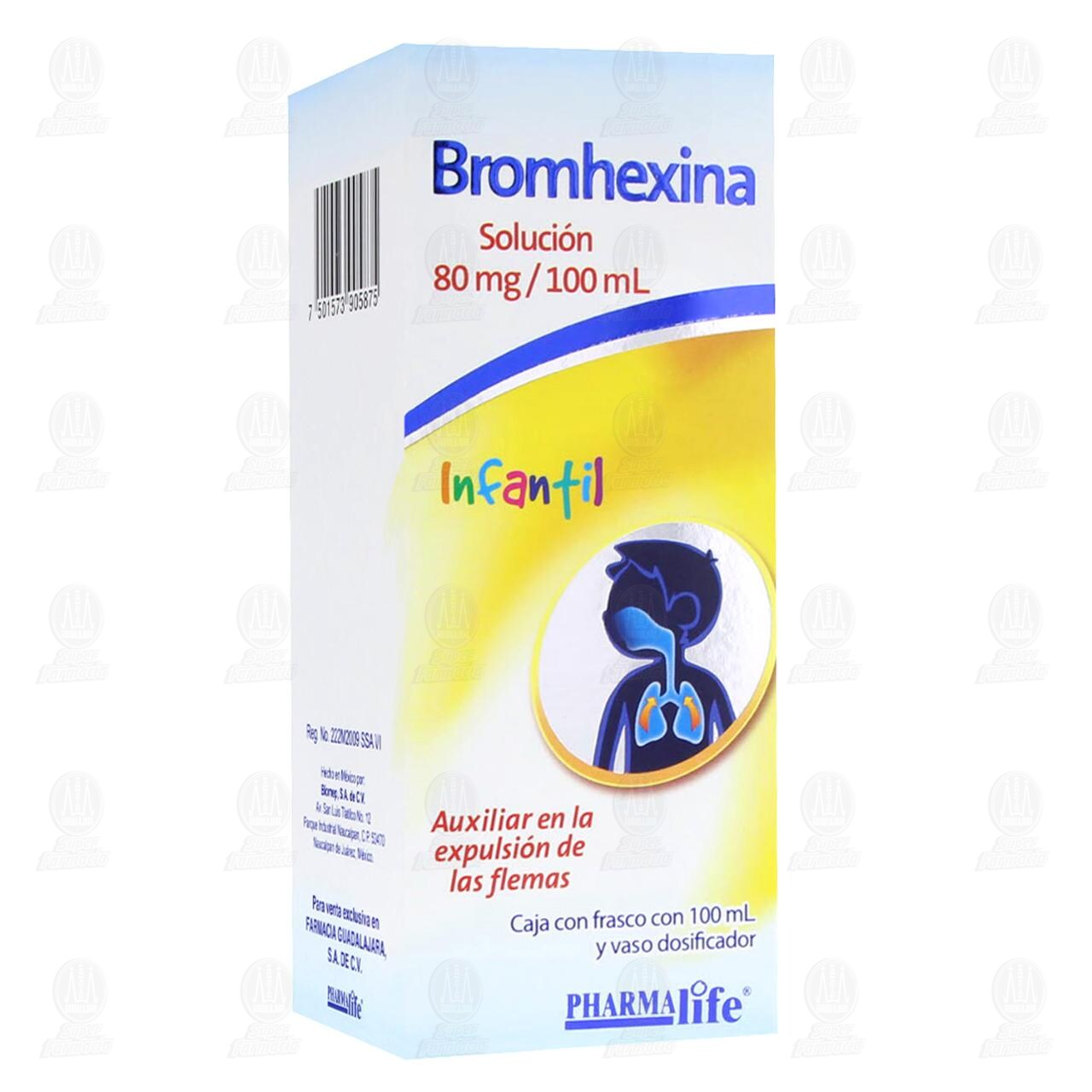 Bromhexina Soluci&oacute;n Infantil 80 mg, 100 ml Pharmalife. image number 0