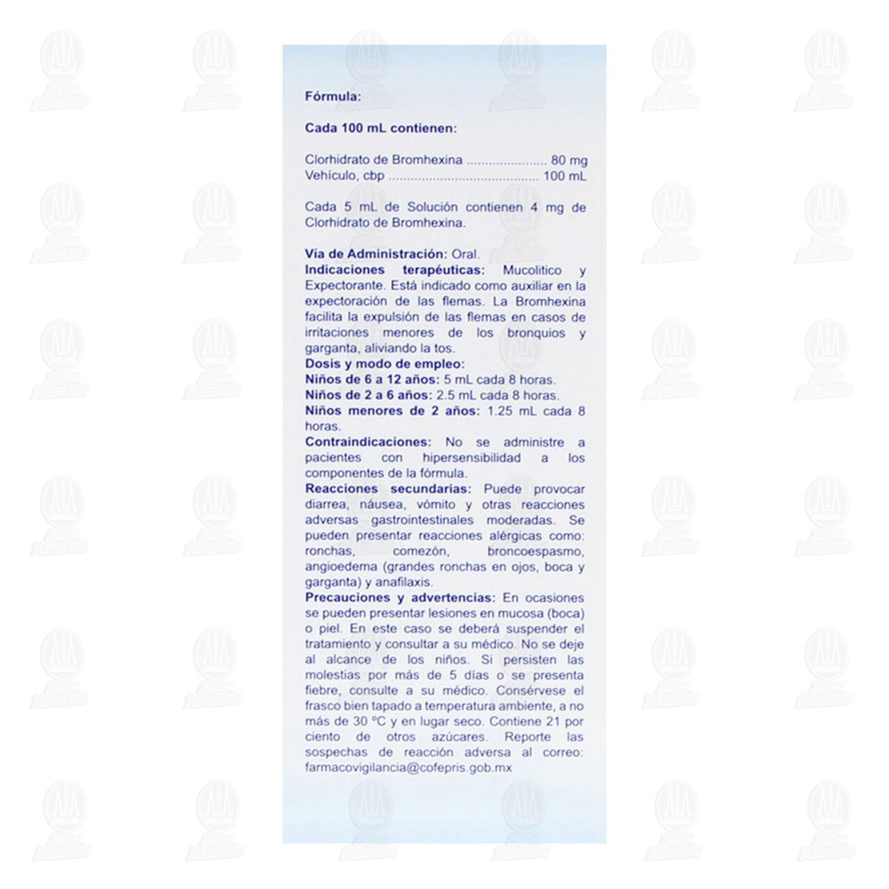 Bromhexina Soluci&oacute;n Infantil 80 mg, 100 ml Pharmalife. image number 2