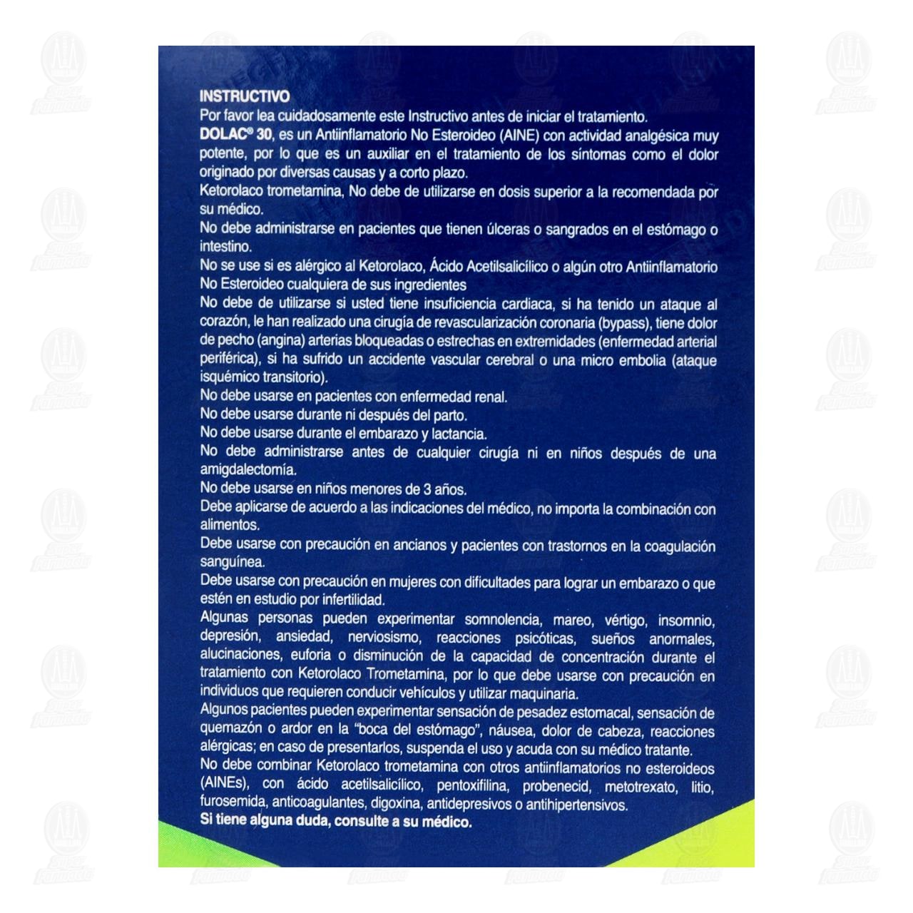 Dolac 30 30 mg, 4 Tabletas. image number 2