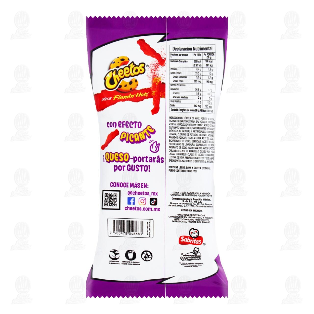 Botana Cheetos Xtra Flamin Hot Sabor Queso Chile y Lim&oacute;n, 90 gr. image number 1