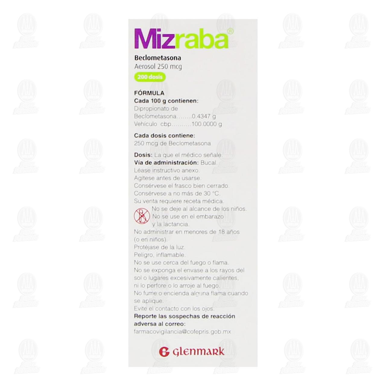 Mizraba 250 mcg Aerosol para Inhalaci&oacute;n, 200 Dosis. image number 2